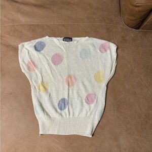 Vintage 80s Stirling Cooper Polka Dot Short Sleeve Sweater Women’s Size 6/7